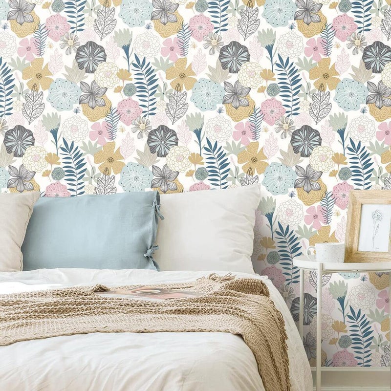 RoomMates RMK11328WP Pink Perennial Blooms Peel and Stick Wallpaper, Roll - Image 2